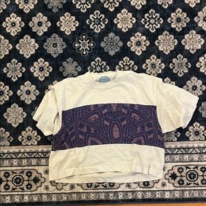 Kids White T-Shirt with Purple Patterned Panel